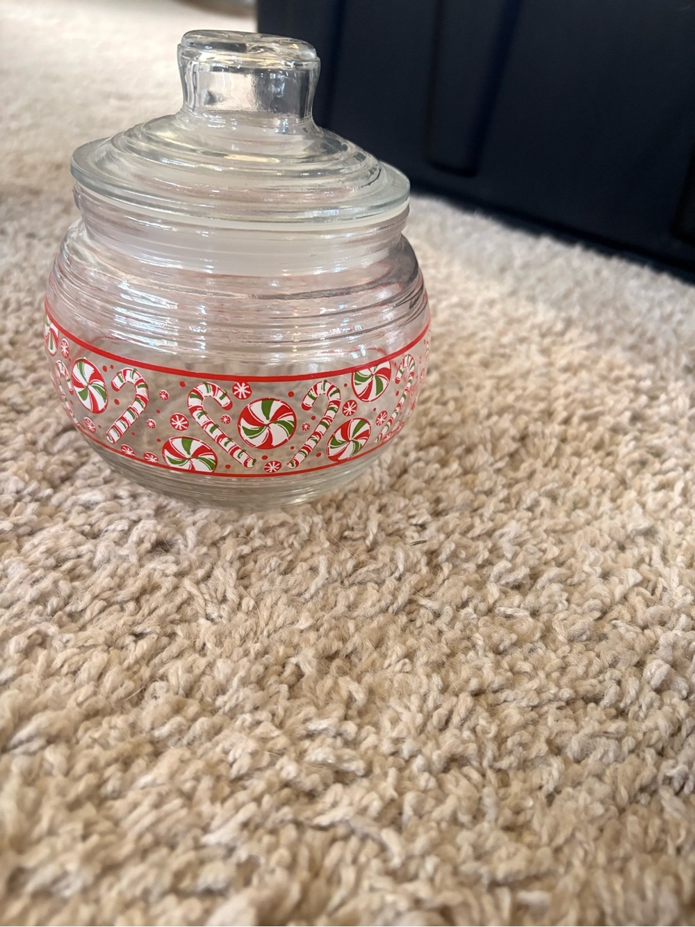 Glass Christmas candy jar